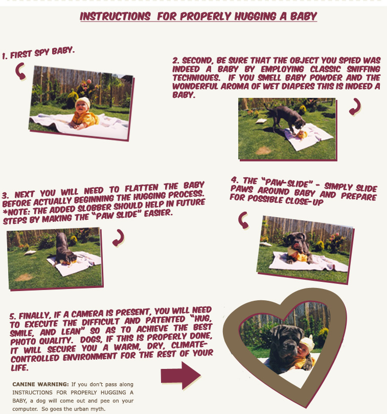 Instructions  for properly hugging a baby